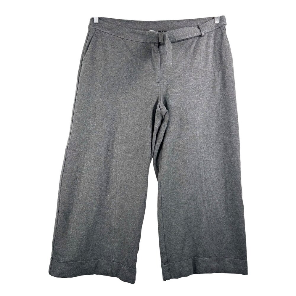 J.Jill Ponte wide leg crop jersey knit‎ pants grey preppy 90s, sz L
